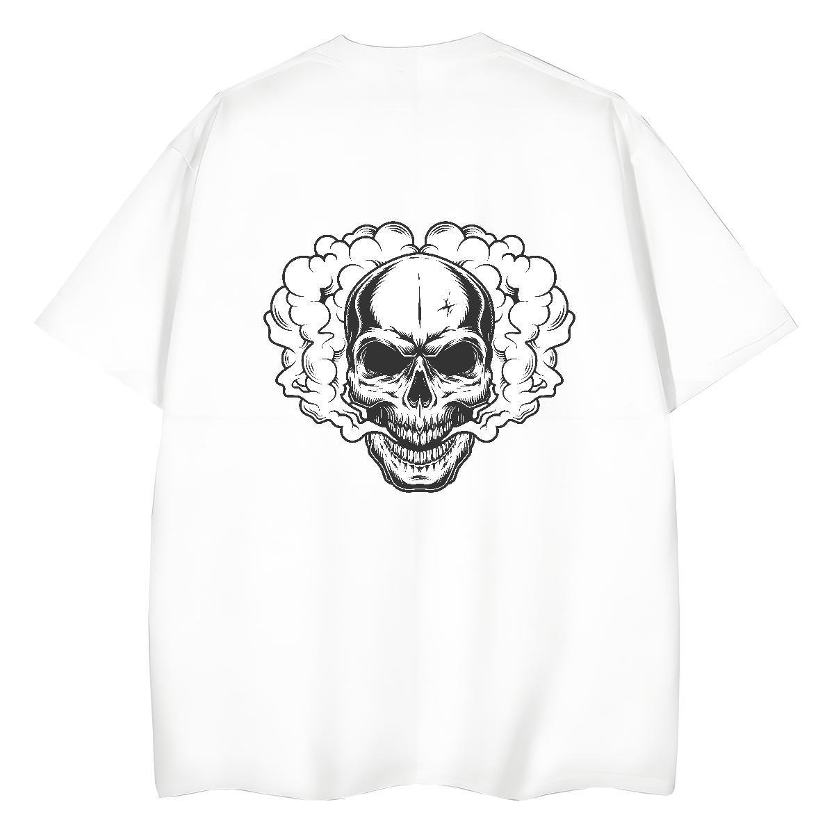 2024 Womens T Shirts 230g Cotton Short Sleeve O-Neck Home Outdoor skull Unisex Tshirts Loose DIY Anime Printed Top Tees