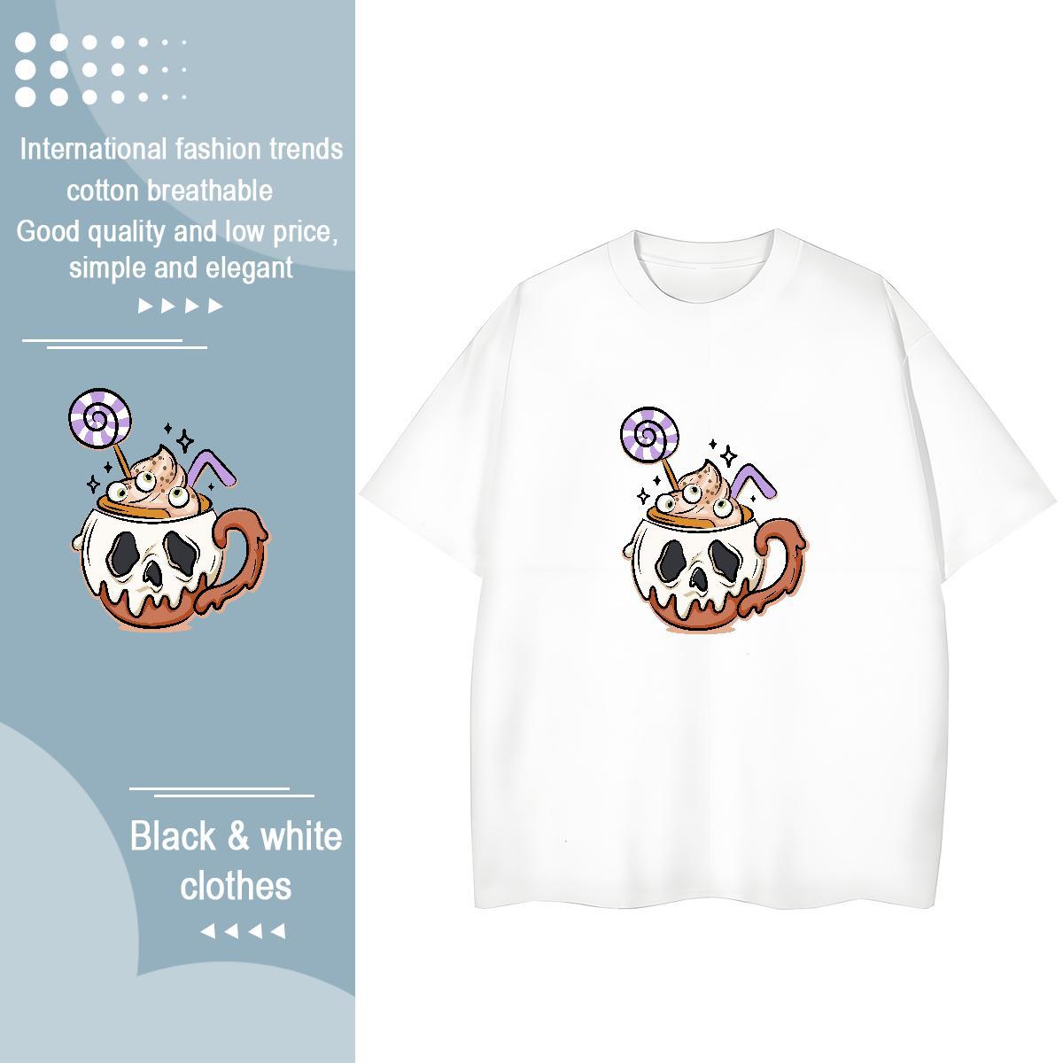 Factory Direct T Shirts Women 100% Cotton 230g Breathable Soft Casual Sport skull Unisex Tshirts Designer Cartoon Printing L-4XL Clothings
