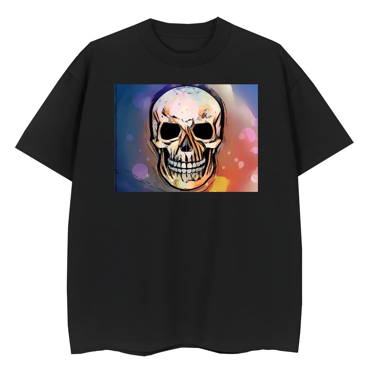 2024 Womens T Shirts 100% Cotton 230g Breathable Short Sleeve Street skull Couples T Shirts Female Floral Print Top Tees