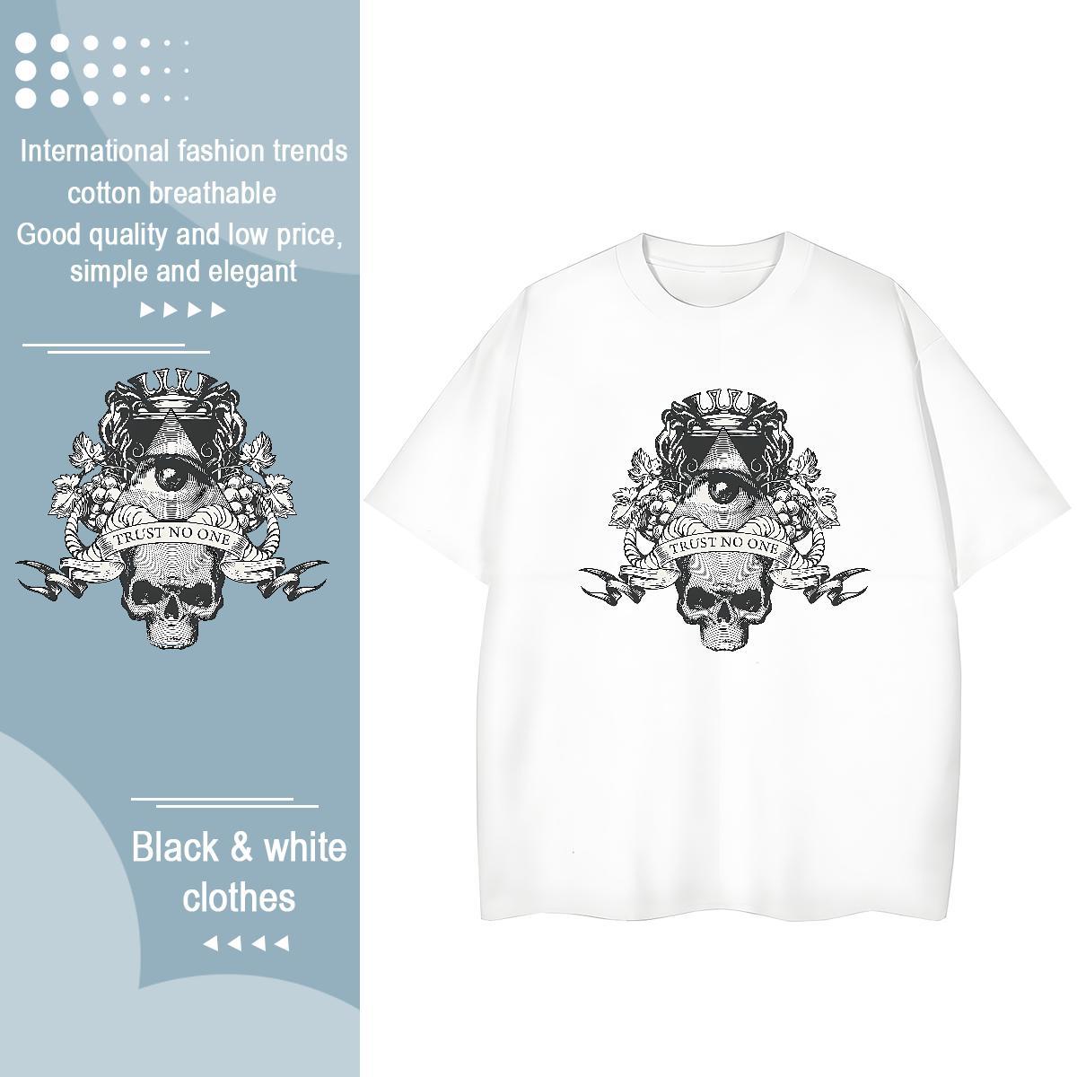 New T-Shirts 230g 100% Cotton Round Neck Short Sleeve Casual Sport eye of the devil Unisex Tshirts Popular Oversized Tees Shirts