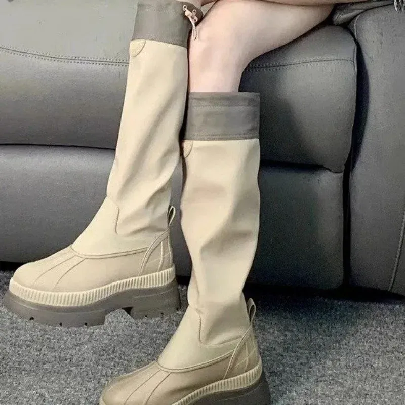 Designer Boots Winter 2024 Platform Thigh Women Square Toe Chunky Party Knee High Wedge Long Woman Boots