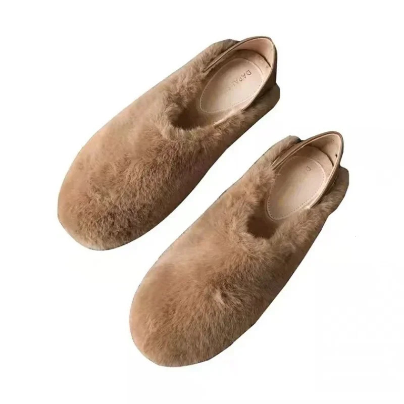 2025 new Mule Slippers Women Winter Home Shoes Slip on Furry Loafers with Butterfly Knot Fur Slides Female Lush Fluffy Moccasins 241014