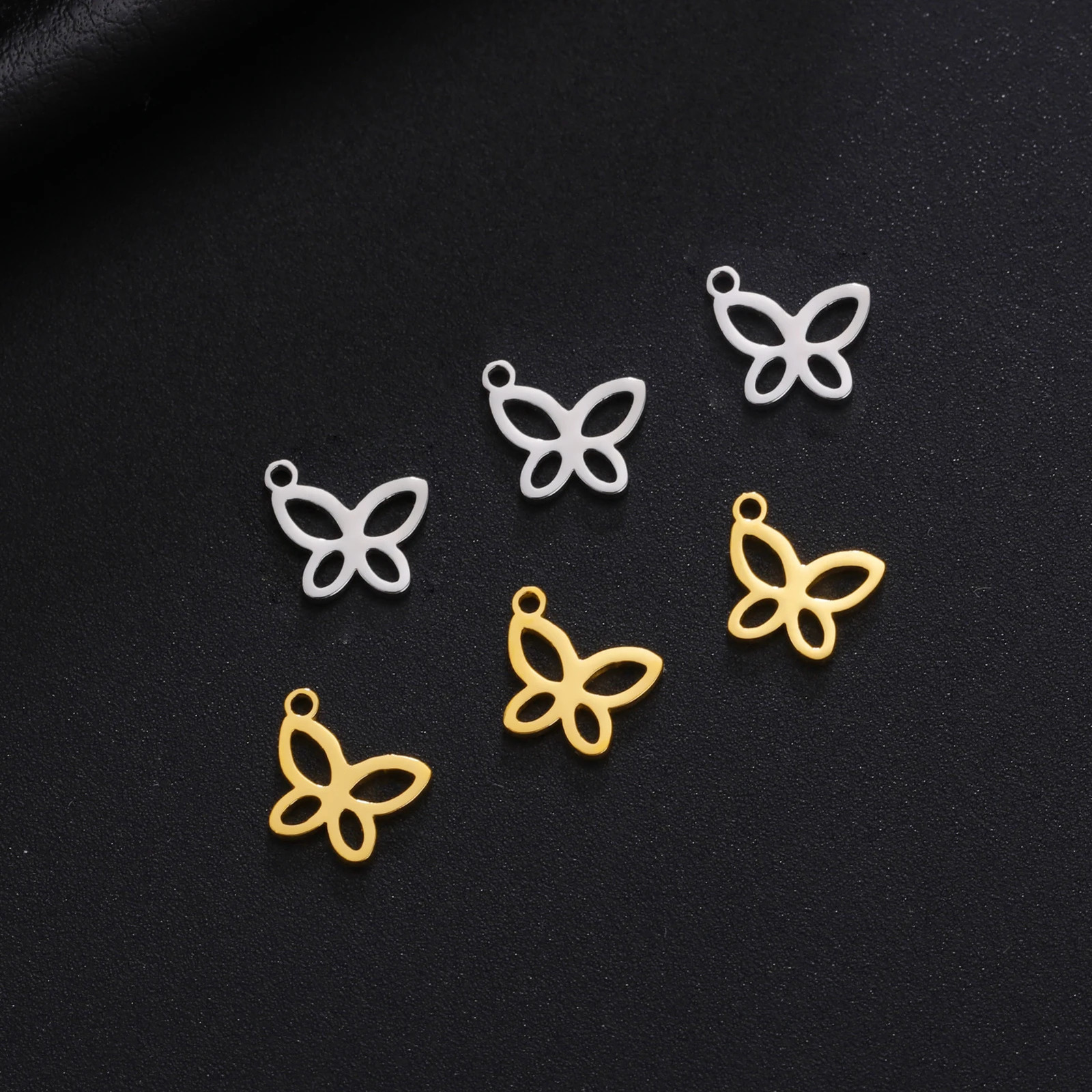 5PCS Butterfly Pendant Charm Earrings Necklace Stainless Steel Womens Accessories DIY Handmade Jewelry Gift Wholesale 241010