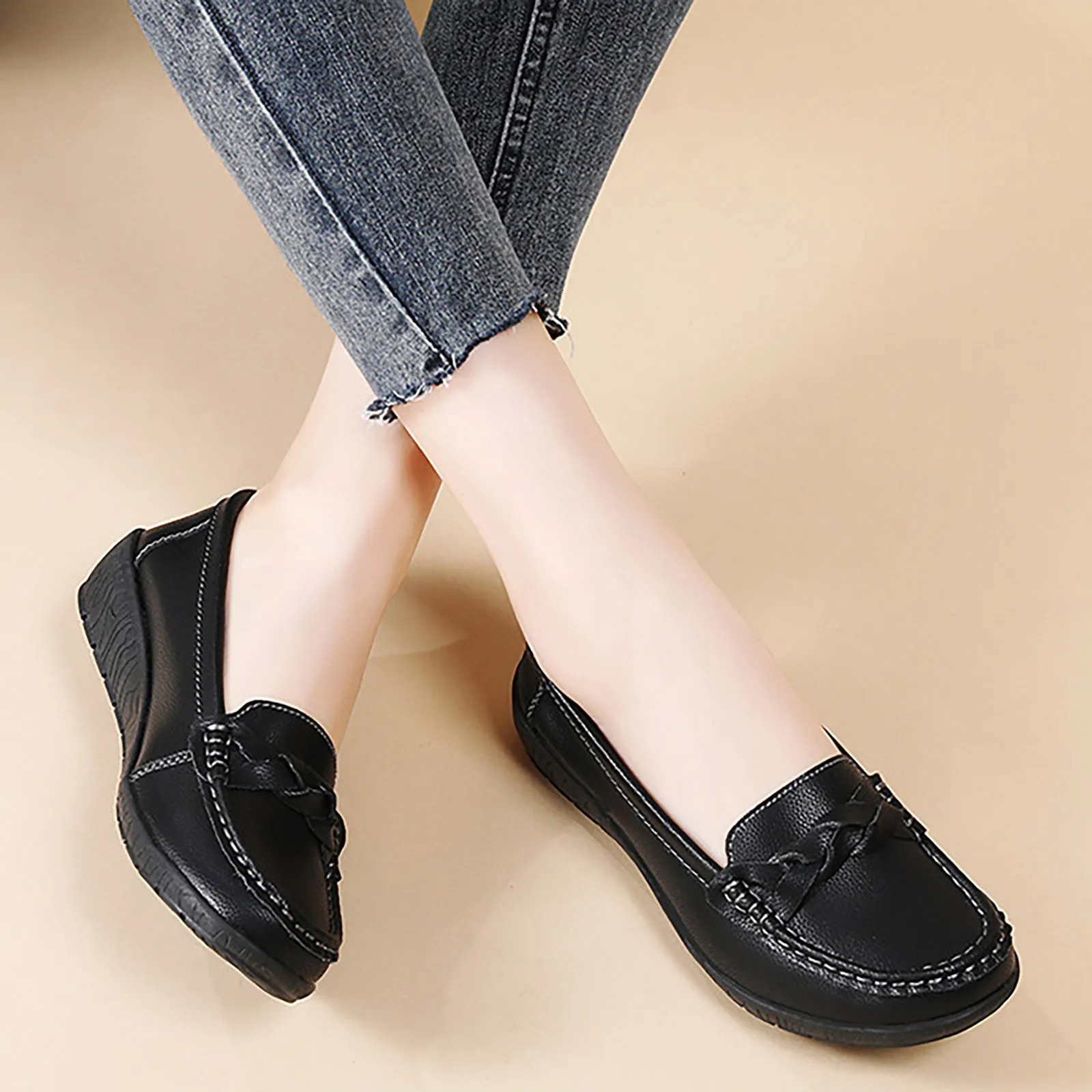 Soft Orthopedic Womens Flat Slip on Coffee Color Ladies New Casual Shoes for Women 241014