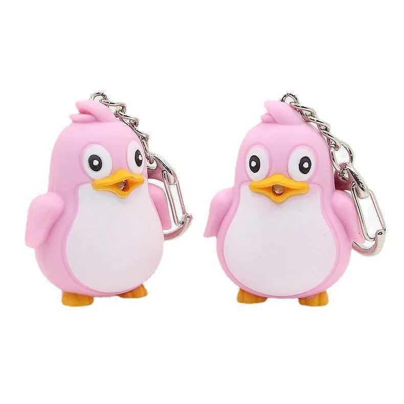 Cute Penguin Keyring LED Flashlight with Sound Light Keyring Childrens Toy Fun Animal Keyholder Fashionable Keychain Y241014