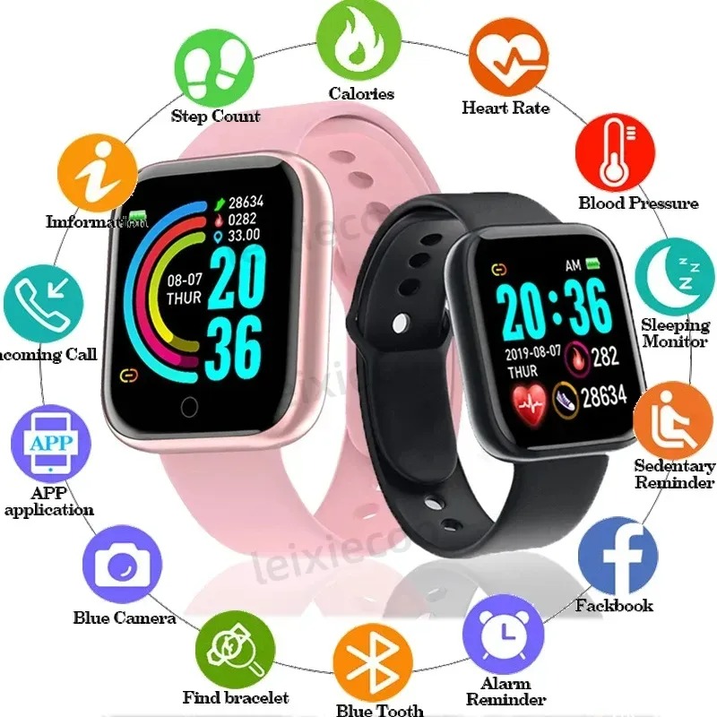 D20 Sport Smart Watches for Man Woman Gift Digital Smartwatch Fitness Tracker wristwatch Bracelet Blood Pressure Android