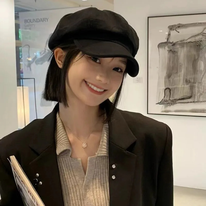 Retro Autumn Winter Hats for Women Solid Plain Octagonal Cap Men Ladies Casual Hats Winter Berets Women Painter Caps 241009