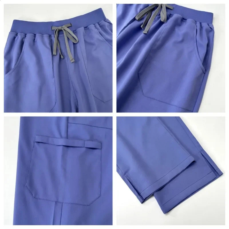 High-quality Nursing Scrubs Uniform Suit Short Sleeve V-neck TopsPants Sets Women Multicolor Pet Workwear Nurse 241014