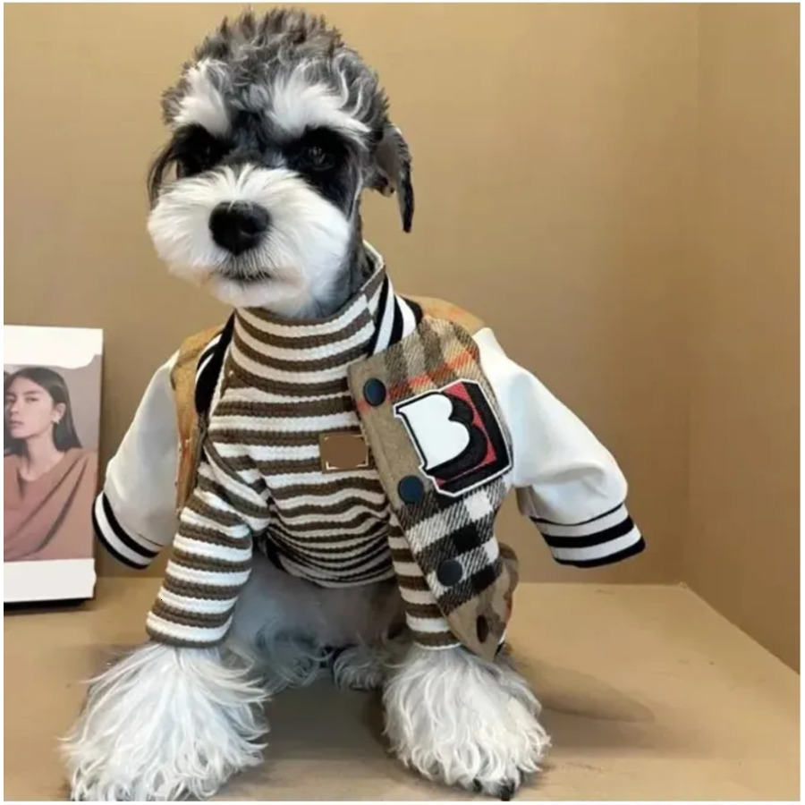 Designer Dog Clothing Luxury Dog Accessories Outerwears Autumn Spring Baseball Jacket Cat Plush Thickened Warm Coat Teddy Clothing Knitwear fb7