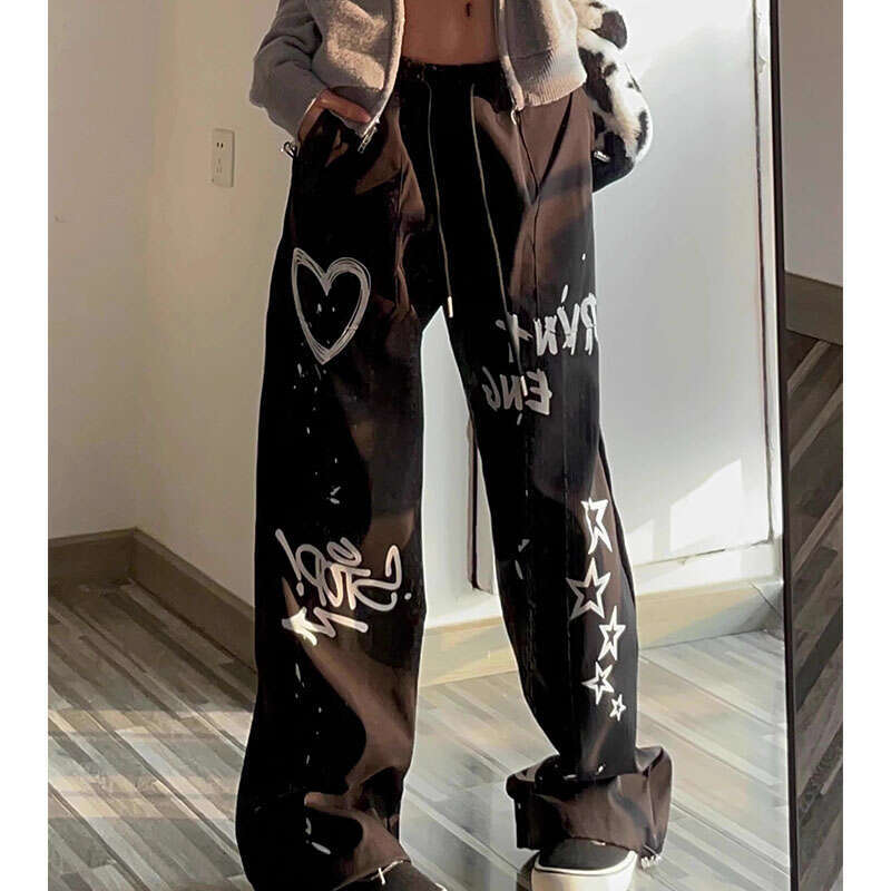 American Street Graffiti Sports Casual Pants Men And Women's New Summer Thin Loose Wide Leg Straight Mopping Trousers