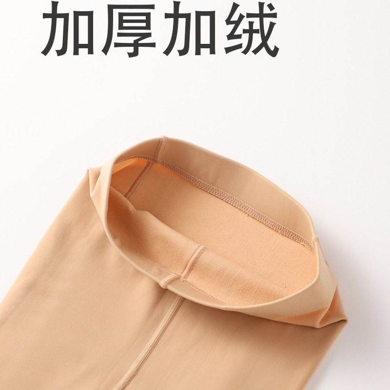 2025 New Designer Autumn Winter Colors Naked Hip Lifting with Plush Thickened Natural Leather Tight Pants Pantyhose fashion Women s Bare Leg Artifact 