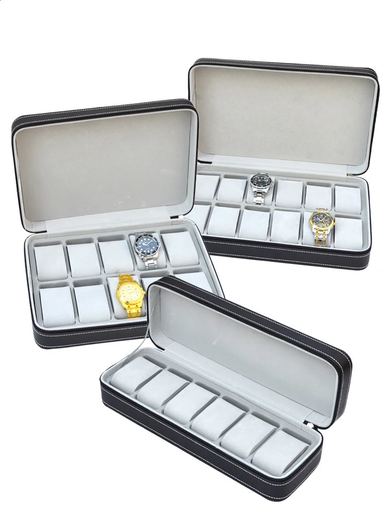 Organizer of the 6/10/12 girls portable watch storage box for featuring a classic style multifunctional watch display box with zipper 241011 - view 4
