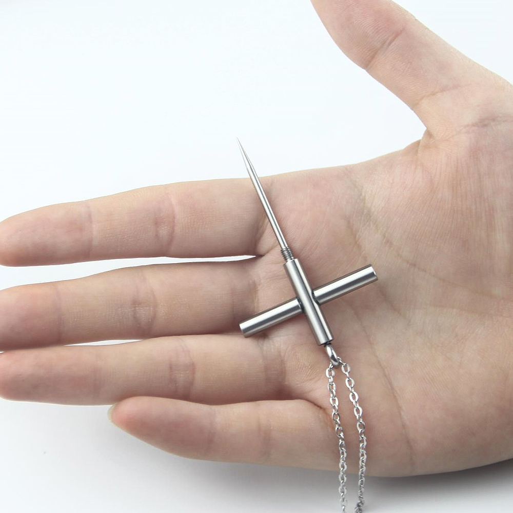 Cross Necklace for Men Stainless Steel Cross Pendant Necklace Men's Pendant Jewelry Toothpick Necklace Men Gift