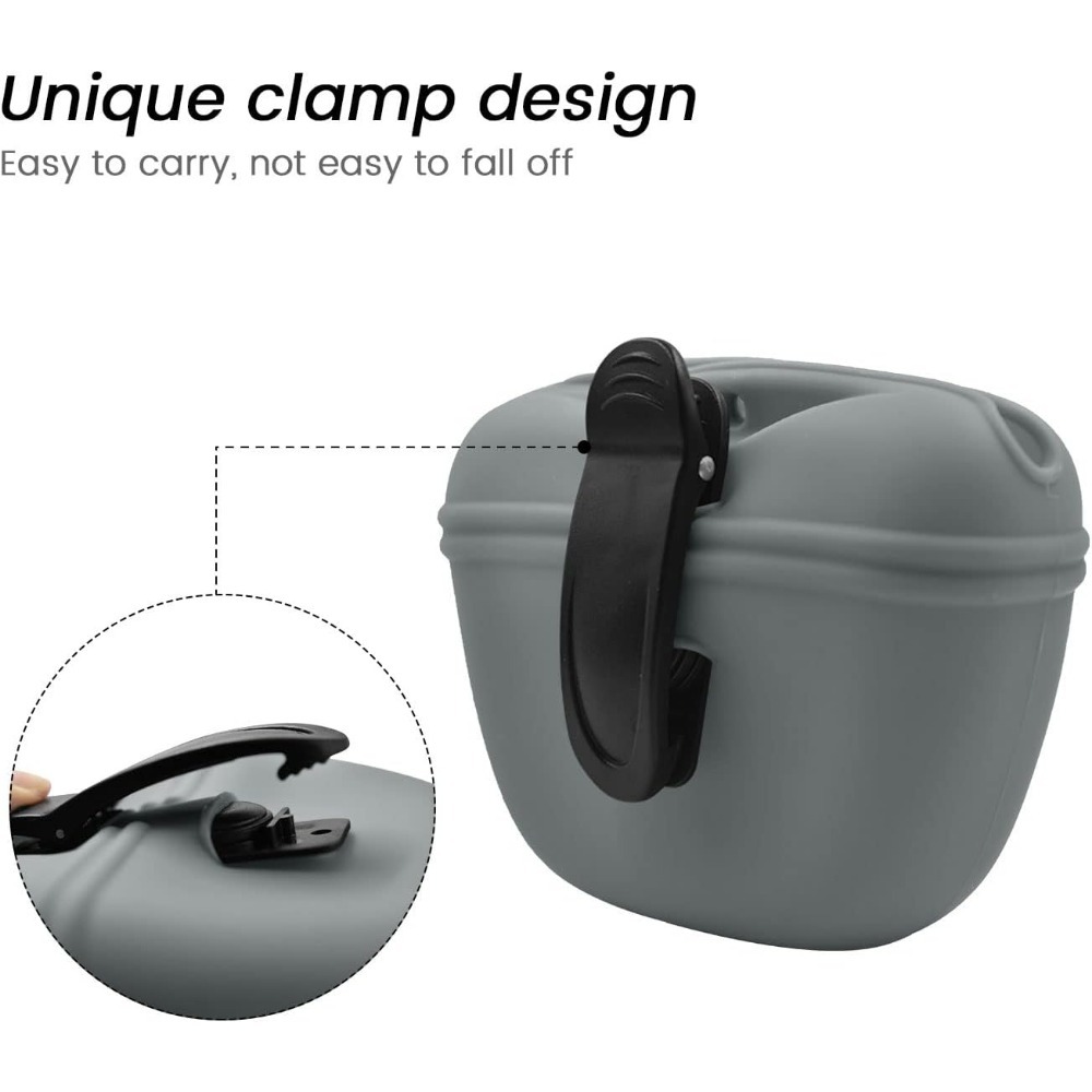 Silicone Dog Pouch Food Dispenser Portable Training Container Convenient Magnetic Buckle Closing and Waist Clip for Dog Walks