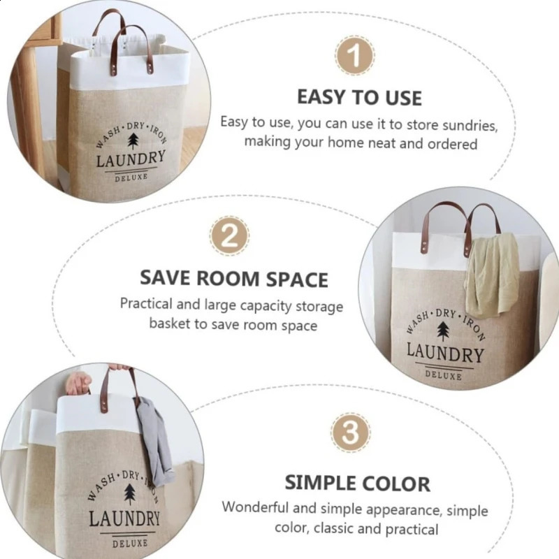 Super large foldable laundry basket handle waterproof large cotton linen storage basket childrens toys dirty clothes organizer box 240925