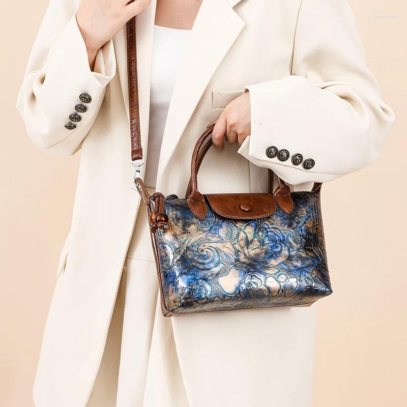 2025 NEW Drawstring Brand Oil Wax Leather Large Capacity Shoulder Crossbody Bags Handbag High Quality Women Sac A Main zhanyishengli