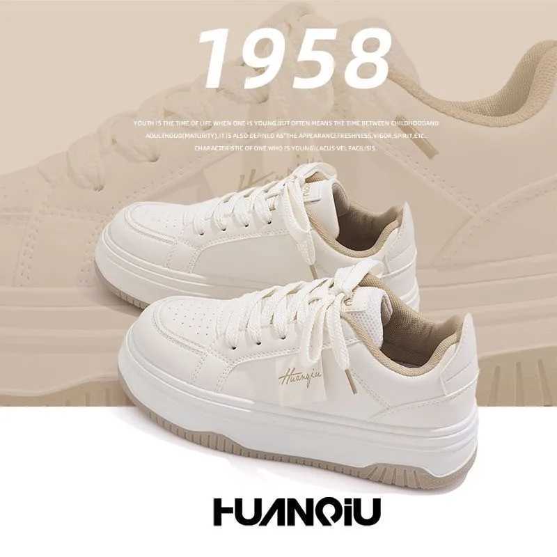 2024 Spring Sports Running White Chunky Sneakers Women Shoes Platform Loafers Lace Up Flats Trend Spring Casual Vulcanized ShoesLX241015