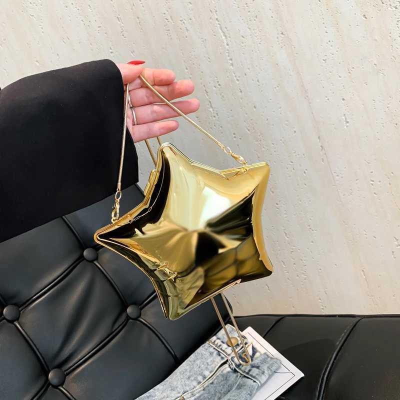 Solid Gold and Silver Acrylic Star Shape Shoulder Bags 2024 Fashion High Quality Unique Design Chains Crossbody for Ladies 241015
