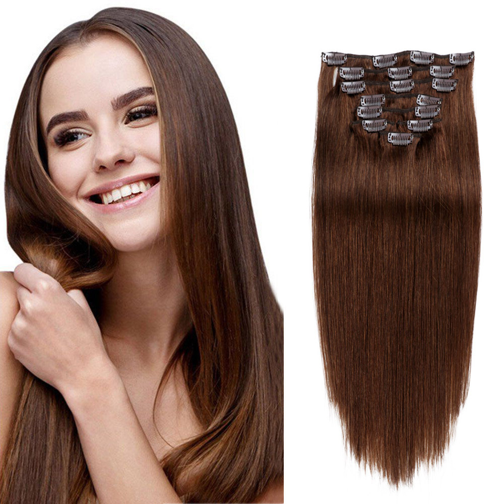 Clip In Hair Extensions 4# 2#1B# 1# 6# 8# Brazilian 100% Human Hair Products Straight Malaysian Virgin Hair 7 pieces/set 70g