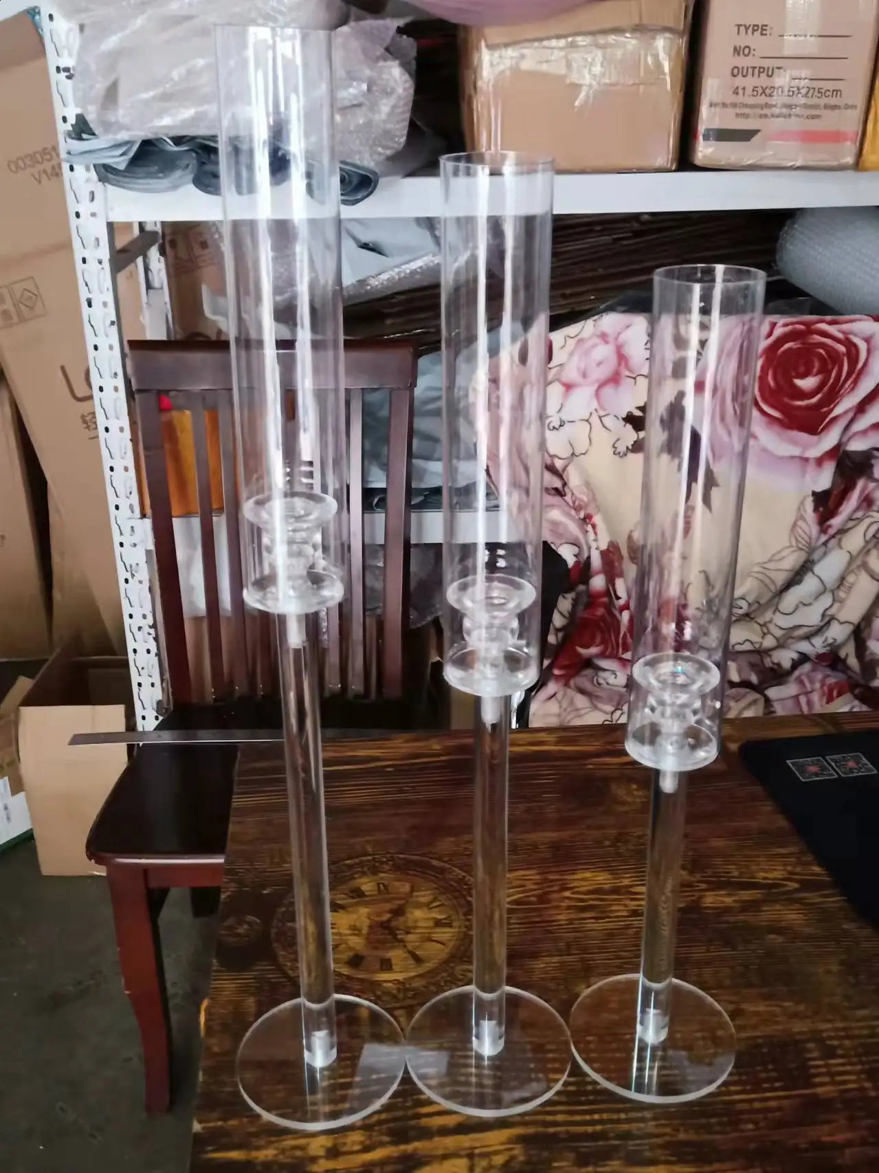 3 Pcs Crystal Candle Holders Acrylic Candlestick Road Lead Candelabra CenterPieces Wedding Porps Christmas Deco 241015