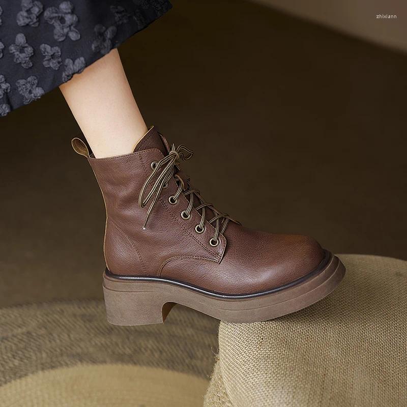 Boots 2024 Autumn Winter Women Ankle Natural Leather 22-25cm Cowhide Pigskin Full Modern Side Zip Short