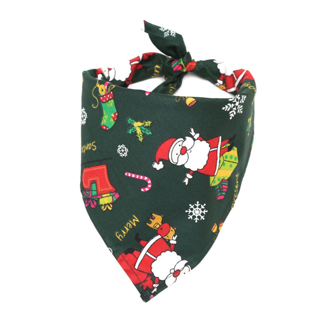 Christmas Pet Bandanas Collar Cotton Dogs Cats Triangular Bibs Scarf Collar with Santa Claus Pattern Animal Accessories