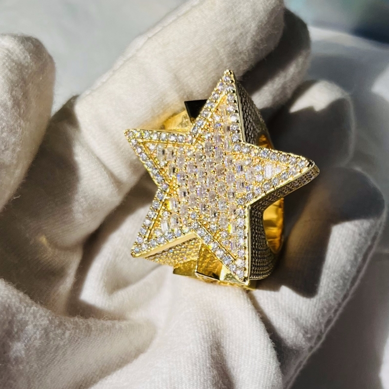 Hip Hop Cuban Rings Sterg Sier Fashion 2 rows VVS Dia Ring Custom Jewelry Moissanite