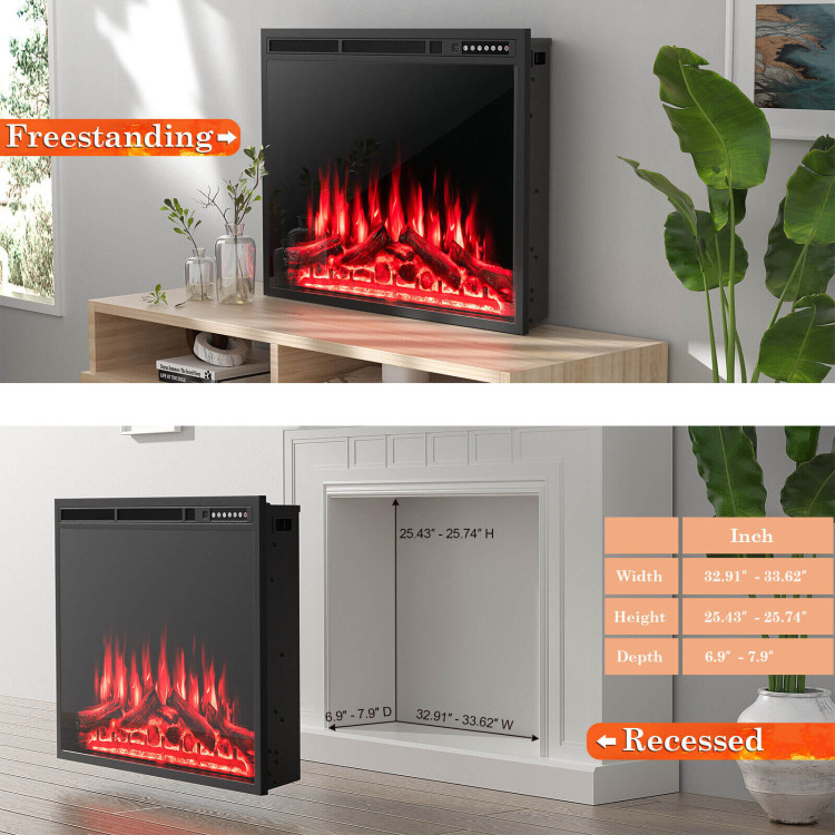 Adjustable Electric Flame Fireplace Insert for Walls - 34/37 inch Size