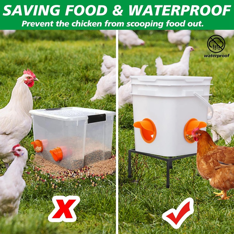 2 PCS Metal Stand For Chicken Feeder Waterer, Stand Holder With 4 Legs, Supports Rack For Buckets Barrels Square Easy To Use