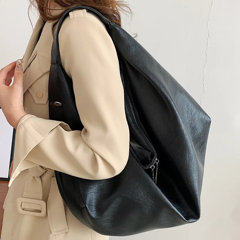 Womens Underarm Black Shoulder Bag Vintage Large Shopper Roomy Hobos Bags for Ladys Female Retro Original Tote Handbag 240924