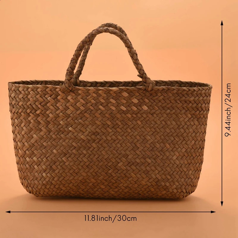 Leisure Grass Bag Natural Willow Handbag Womens Woven Garden Handmade Mini Lattan 241014
