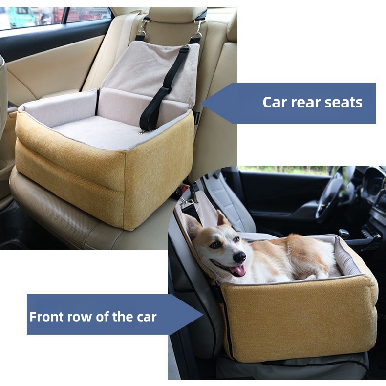 New Color Yellow Luxury Dog Car Seat Multifunction Dog Car Booster Seat Comfortable Elevated Dog Car Seat
