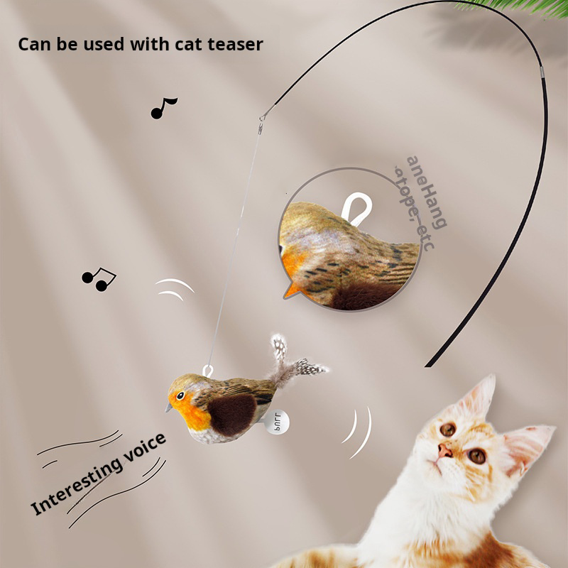 Pet cat toy simulation call bird sound plush toy cat self-hilarity relief artifact hanging automatic teasing cat