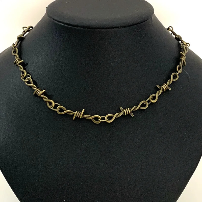 Small wire Brambles sword Choker Necklace Women Hiphop Gothic Punk Style Barbed Wire Little thorns Chain Gift 241010