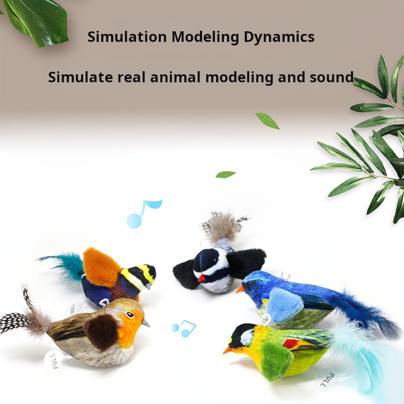 Pet cat toy simulation call bird sound plush toy cat self-hilarity relief artifact hanging automatic teasing cat