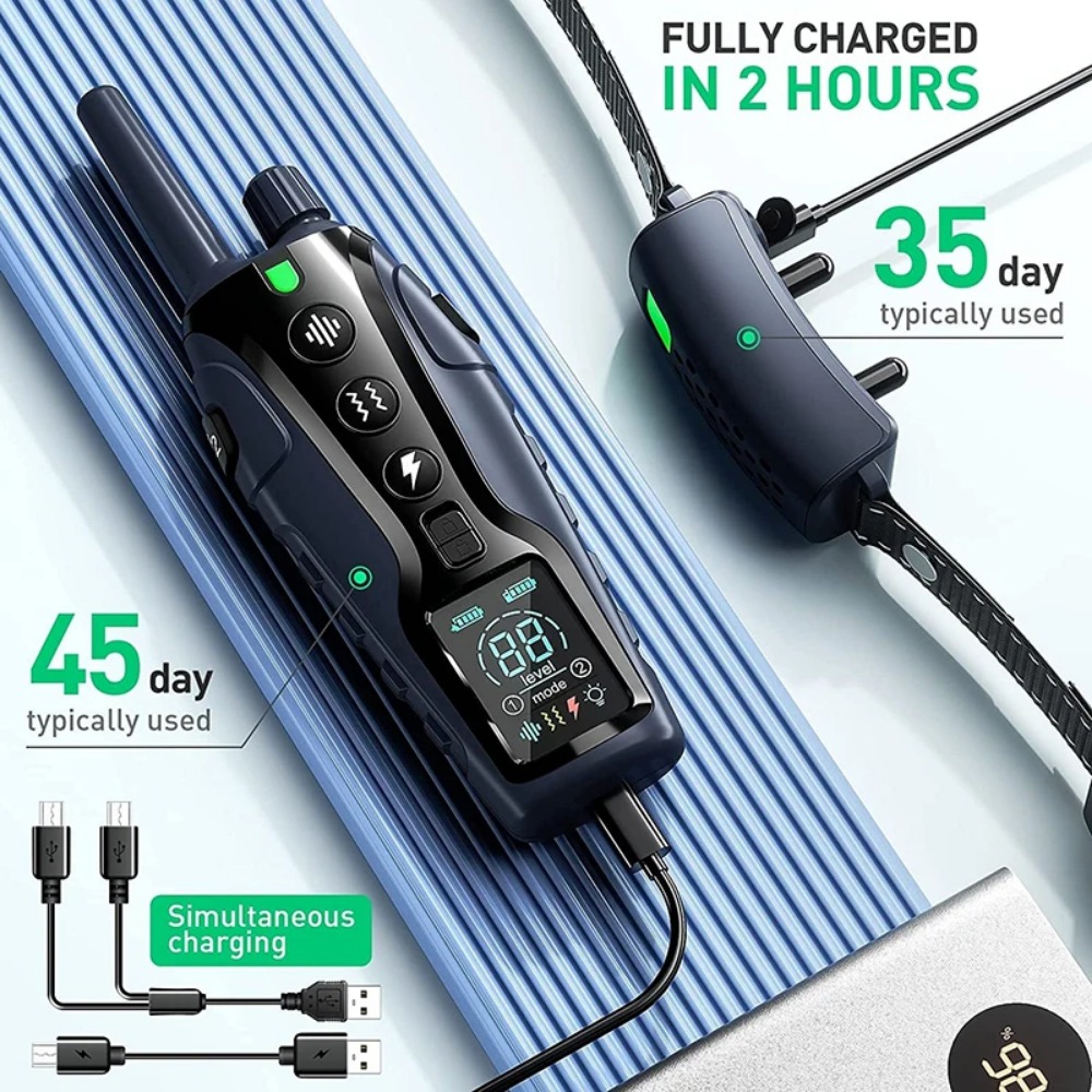 Color Screen Dog Trainer Super Long Remote Control Dog Trainer Waterproof Battery Display Stop Barking Electric Shock Collar