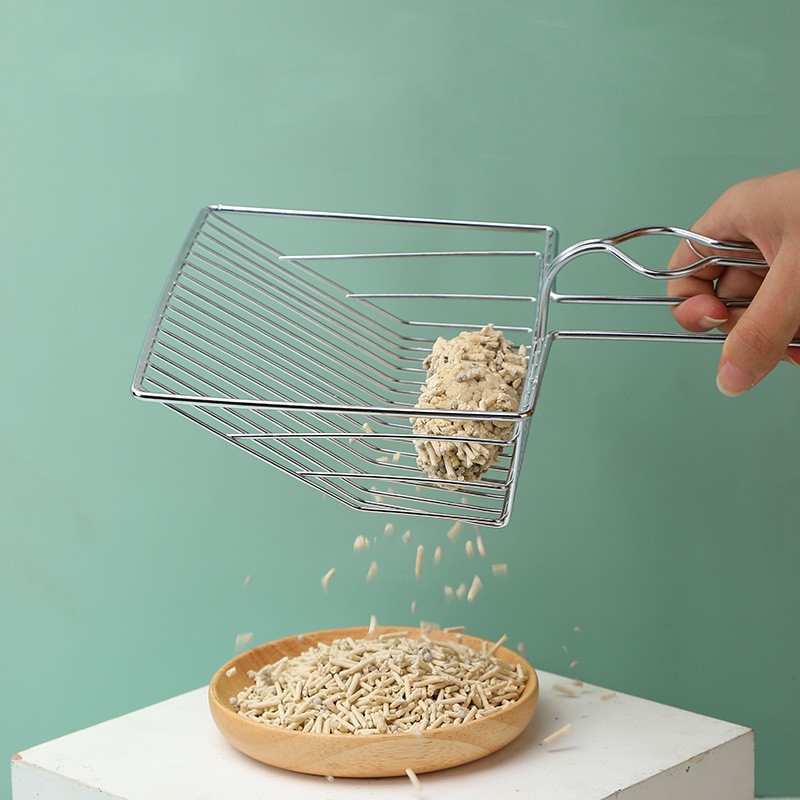 Cat Litter Shovel Large Stainless Steel Metal Fine Hole Iron Shovel Cat Litter Shovel Pet Products Household Cat Litter Spatula