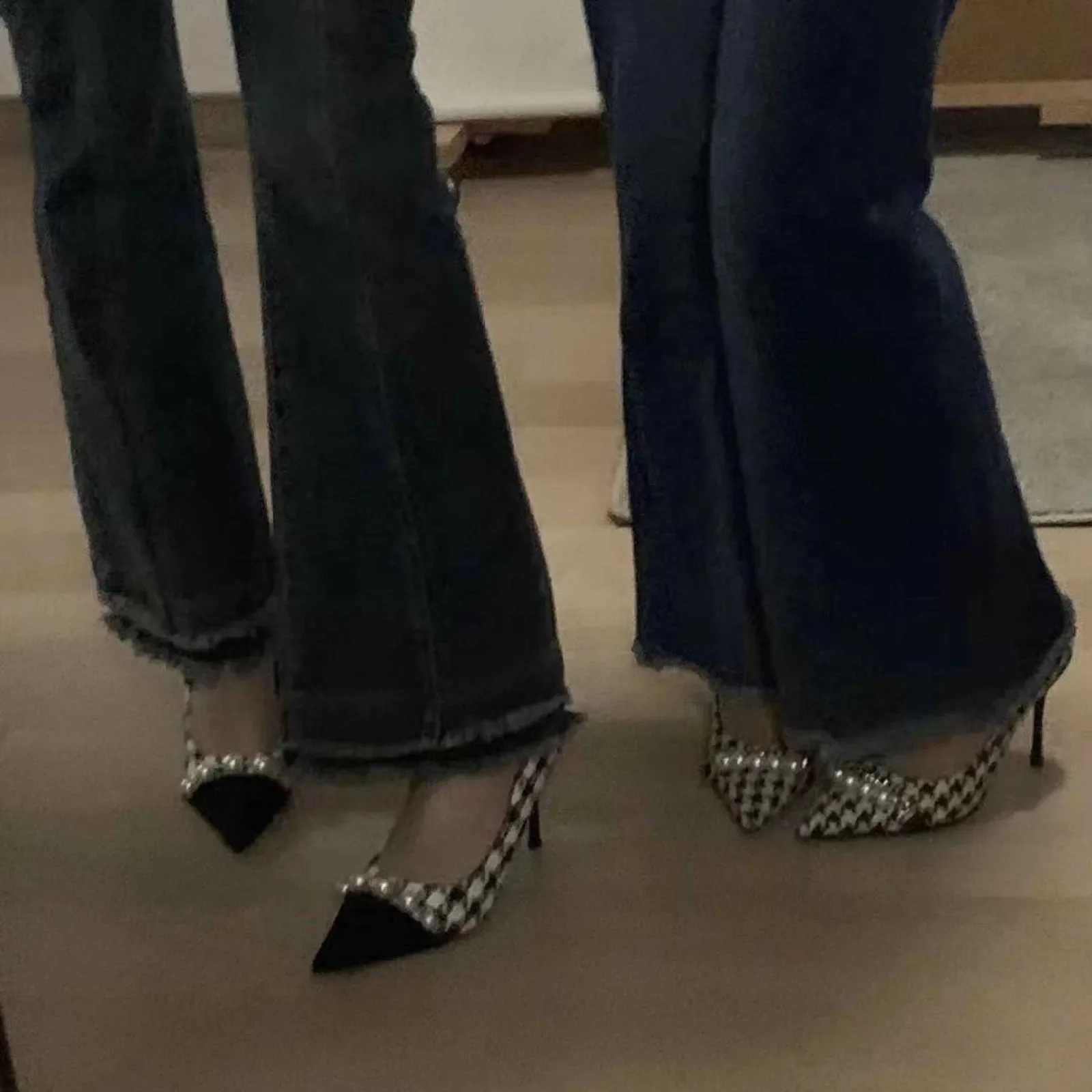 Top quality Brand High Quality New Style Free Delivery Designer womens high-heeled hunting dog stone pump black toe clothing tweed boat pearl designer