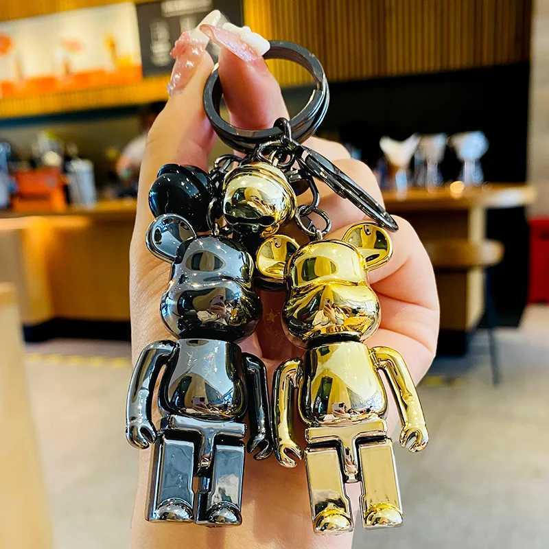 Keychains Lanyards Action Block Bear PVC Model DIY Keychain Painting Doll Toy H241015