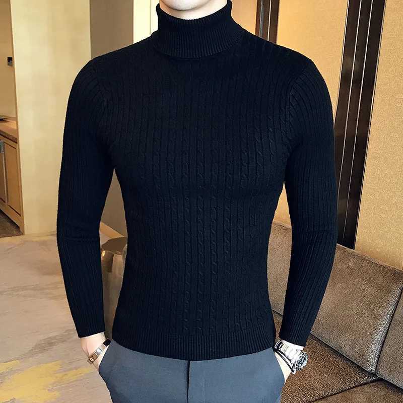 Men Slim Solid Color Turtlenecks Fit Sweaters Men Winter Long Sleeve Warm Knit Sweaters Classic Solid Casual Bottoming Shirt 5XL LX241024