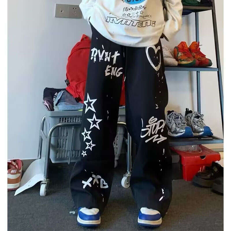 American Street Graffiti Sports Casual Pants Men And Women's New Summer Thin Loose Wide Leg Straight Mopping Trousers