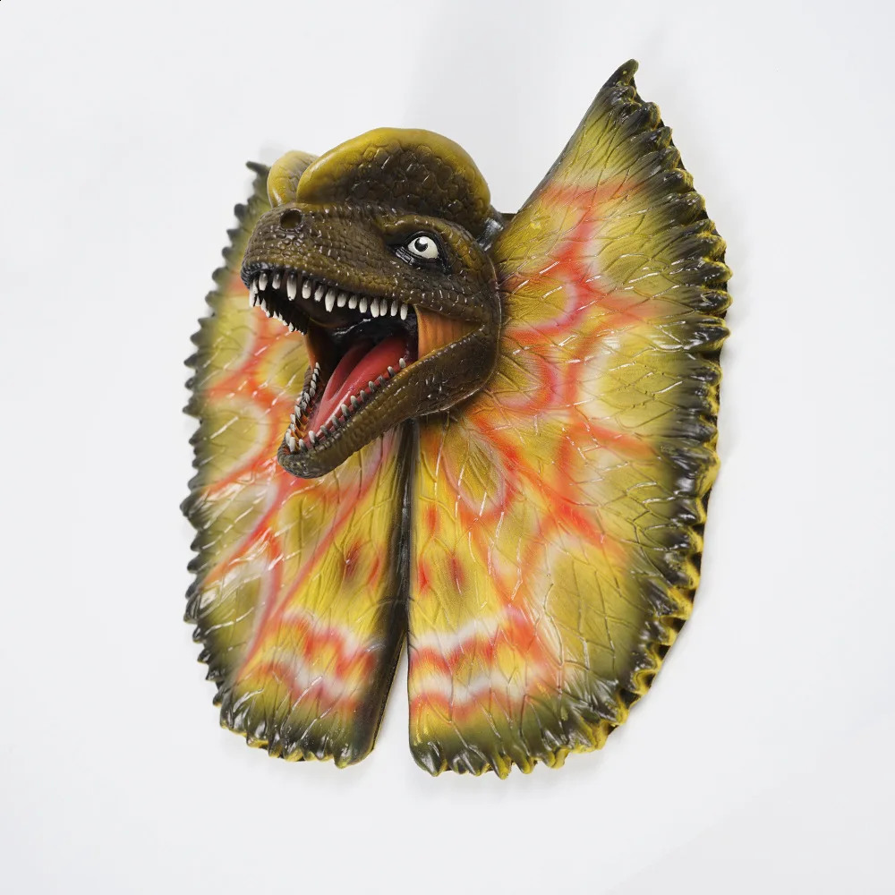 Wall Mounted Dinosaur Wall Bust Realistic Dilophosaurus Head Sculpture Wall Hanging Latex Foam Art for Bar Home Decoration 241015