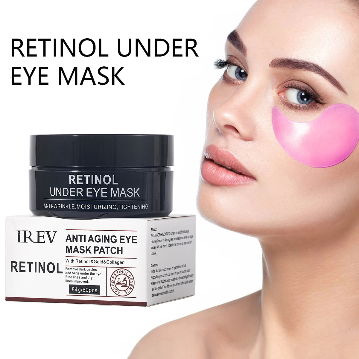60PCS IREV Retinol Eye Mask Patch 24K Gold Hyaluronic Acid Eye Mask Skin Lighten Korean Skincare Products 250327