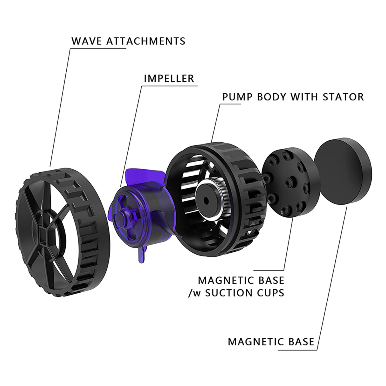 ZKSJ Mini Aquarium Wave Pump 3000L/H DC12V Ultra Quiet 6 Wave Modes Suitable for Fish Tanks and Aquariums
