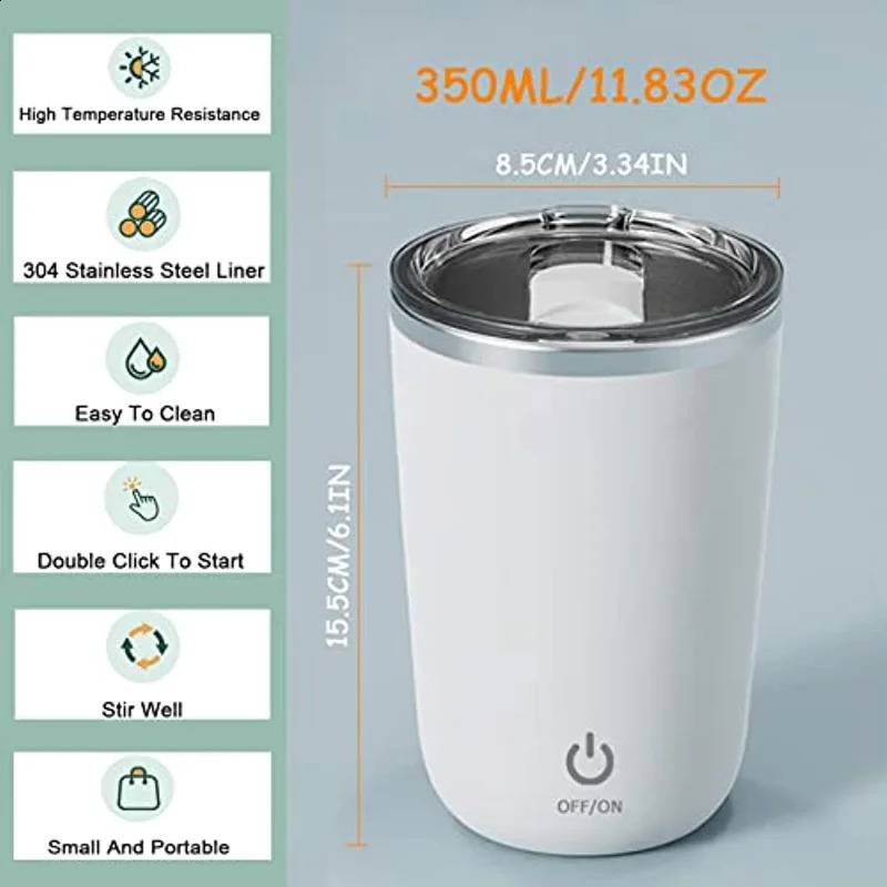 USB Rechargeable Automatic Self Stirring Magnetic Mug Stainless Steel Coffee Milk Mixing Cup Blender Smart Mixer Water Bottle 241015