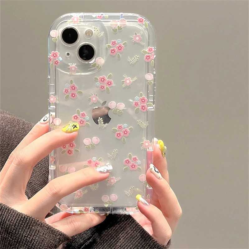 Cute Quicksand pink flower stand phone case suitable for iPhone 16 15 14 13 12 11 Pro Max XR X XS 7 8 Plus flower stand transparent soft cover CL24101