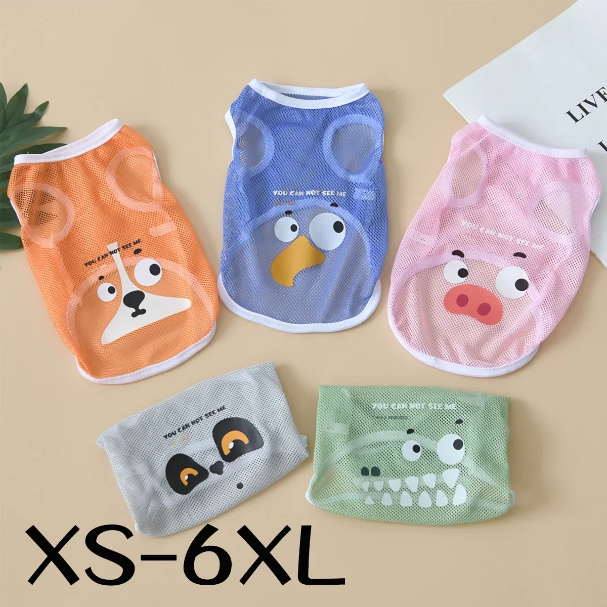 Pet Dog Clothes Summer Cool Mesh Dog Vest Bichon Frise Corgi Teddy Thin Breathable Cartoon Print Vest XS-6XL Puppy Cat T Shirt