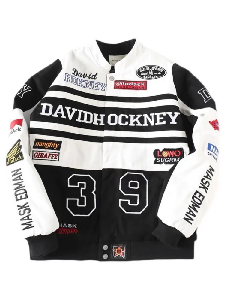 Retro racing jacket mens high street motorcycle tactical military spring womens colorful competition baseball 241014