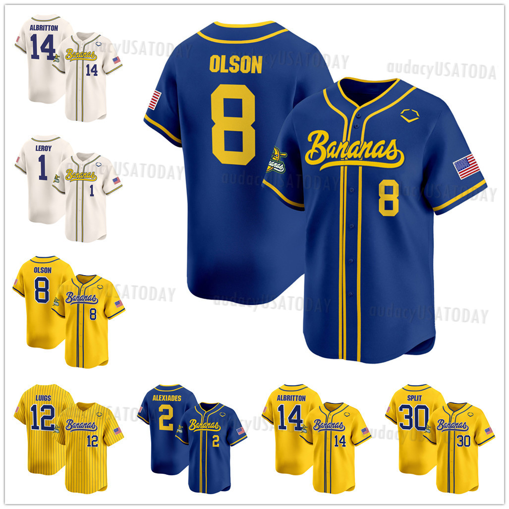 Custom 2024 Savannah Baseball Jersey Any Name Number Bananas Men Women Youth Baseball Jerseys55