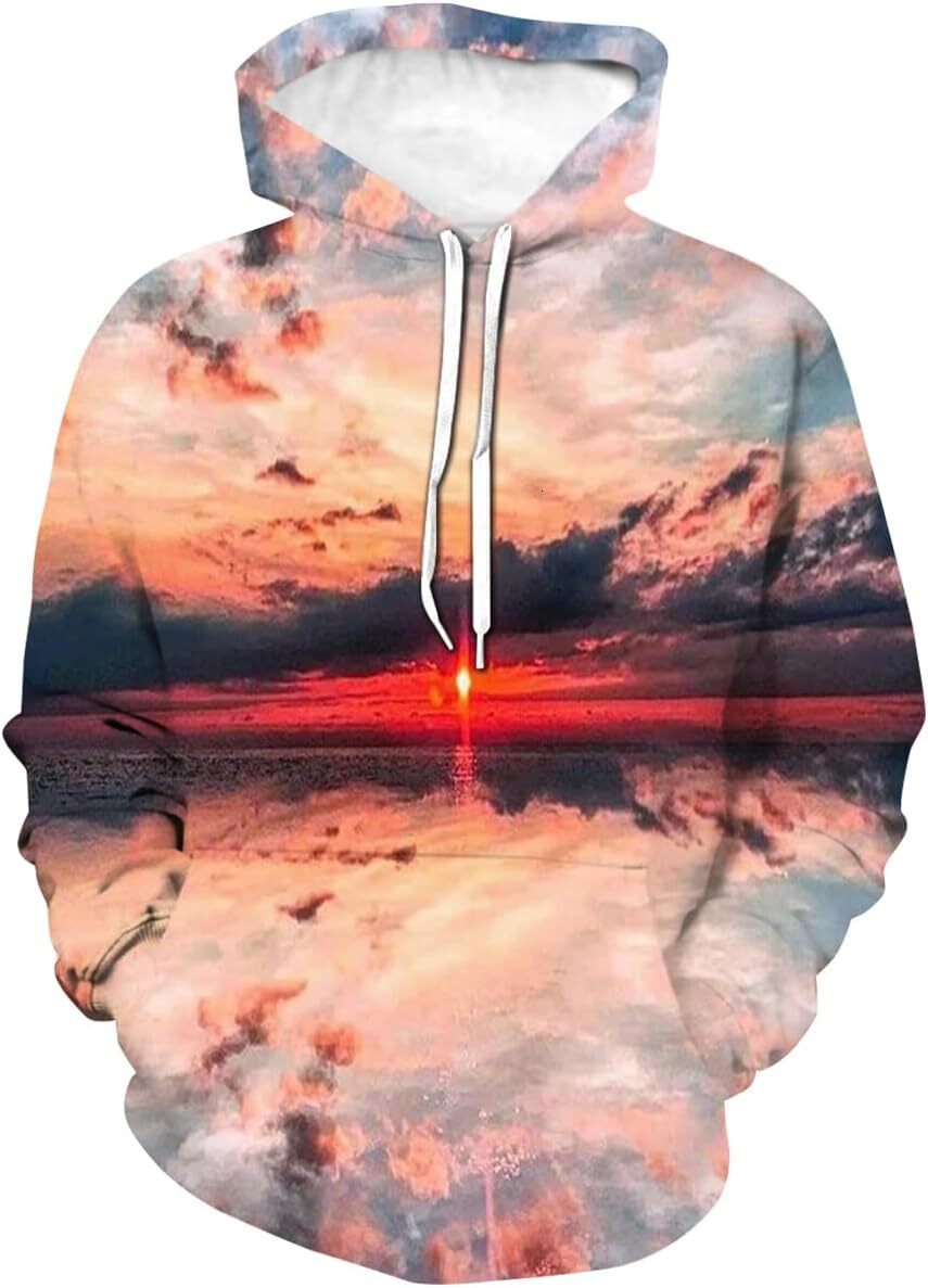 Hoodie for Mens Womens Novelty Tie Dye Fire Cloud Hoodie Colorful Abstract Dream Sky Sweatshirt Hoodie Graphic Fashionable and Warm
